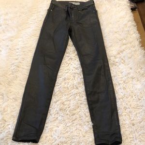 Topshop MOTO COATED JAMIE black sheen pants